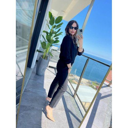 Kadın Uzun Kollu önden Fermuarlı Modal Ceket Ve Pantolon Ikili Takım