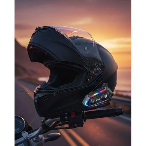 16 Mod Rgb Işıklı Motosiklet Intercom Çift Telefon Destekli