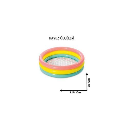 3 Boğumlu Sunset Havuz Sarı-Mavi-Pembe 114X25 cm Evde Bahçede Havuz