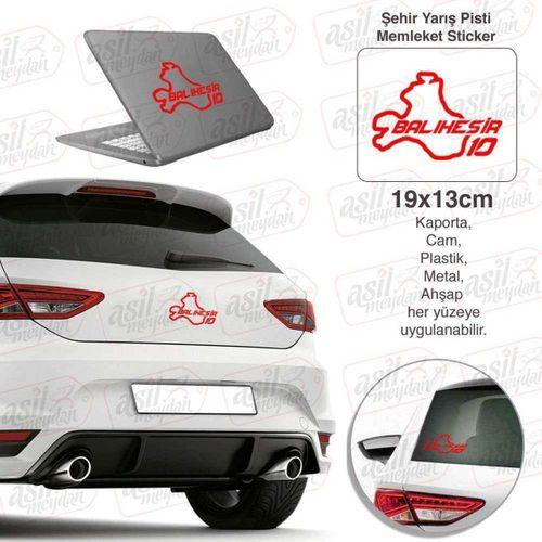Balıkesir İli 10 Plaka Kodu Memleket Yarış Pisti Kırmızı Sticker -oto Araba Etiket, Aksesuar, Tuning