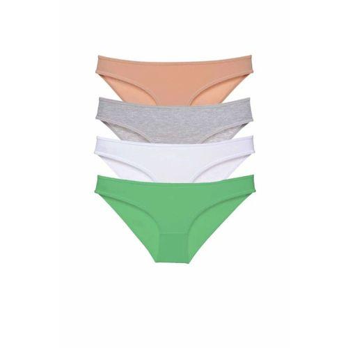 4 adet Süper Eko Set Likralı Kadın Slip Külot Ten Gri Beyaz Yeşil