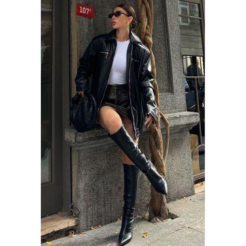 Florie Oversize Suni Deri Ceket 6108