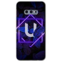 Galaxy S10e Kılıf HD Desen Baskılı Arka Kapak - Dark Neon Yaprak U Harfi + Kırılmaz Cam