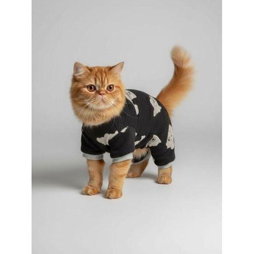 Doggy Doo Kedi Tulumu | Pamuklu Penye Kedi Kıyafeti | Küçük Irklar İçin | Tüy Dökülmesini Azaltır