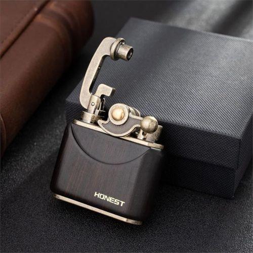 Honest Vintage Benzinli Ahşap Çakmak Siyah