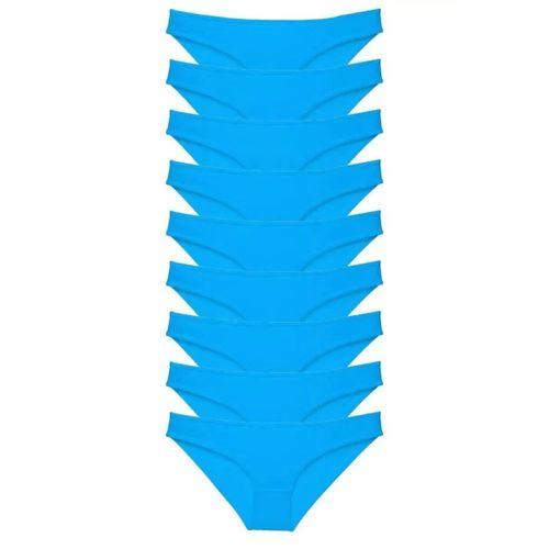 9 Adet Süper Eko Set Likralı Kadın Slip Külot Mavi