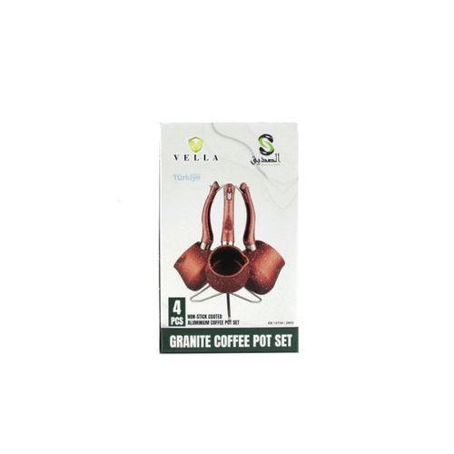 Granit Çelik Cezve Seti 4'lü (230/280/380 ml) Metal Standlı