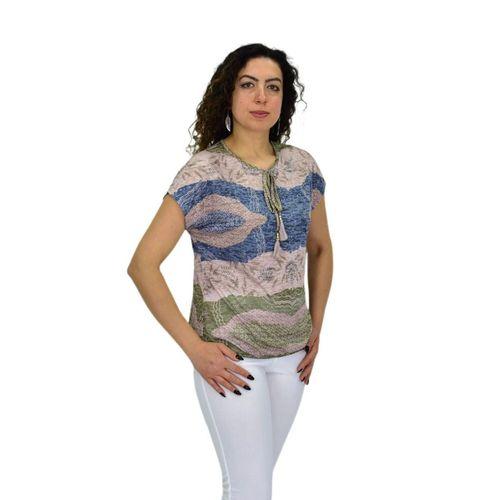 Kadın Kısa Kol Baskılı Bluz BGL-ST04694