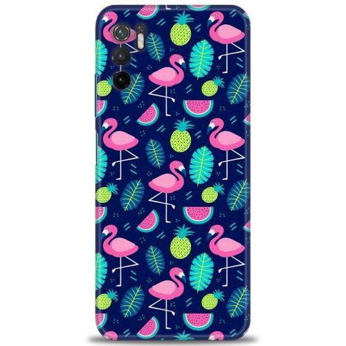 Xiaomi Poco M3 Pro Kılıf HD Baskılı Kılıf - Flamingo Ananas + Tam Ekran Koruyucu