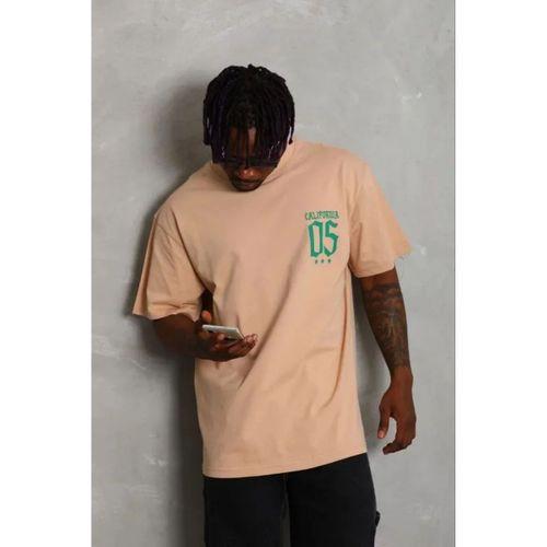 Erkek Baskılı T-Shirt Kısa Kol Bisiklet Yaka Regular Fit Rahat Kalıp Günlük Tişört - Bej