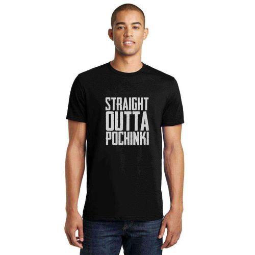 Pubg Straıght Outta Pochınkı Baskılı Siyah Erkek Tshirt