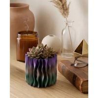 Sanatsal Dalga Desenli Mor 3d Baskı Dekoratif Vazo Ev Dekorasyonu