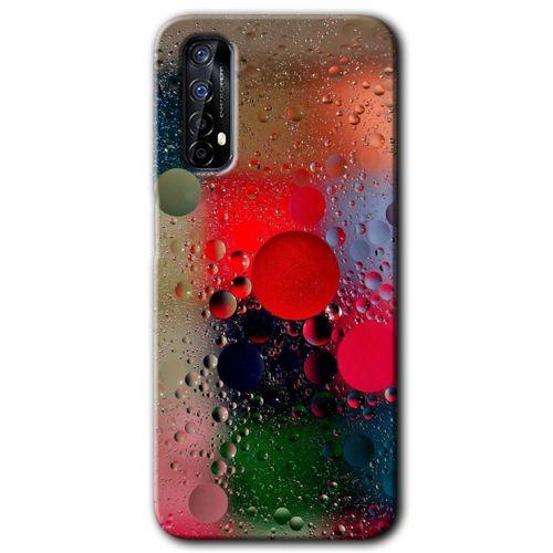 Realme 7 Kılıf HD Desen Baskılı Arka Kapak + Temperli Cam - Wet Bubbles