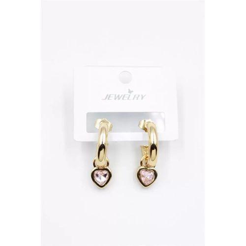 Kalp Halka Küpe - Pembe