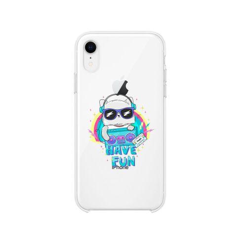 iPhone XR Funny Cat Lens Korumalı Şeffaf Telefon Kılıfı