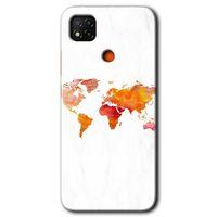 MRCİLETİSİM Xiaomi Redmi 9c Kılıf Baskılı Kapak - Dünya Haritası + 5D Tam Kaplayan Cam