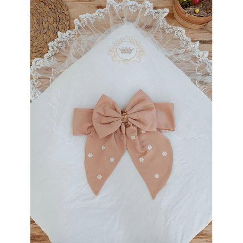 Yenidoğan Papatya Desenli Trilüks Unisex Kundak Bebek Battaniyesi Kahverengi