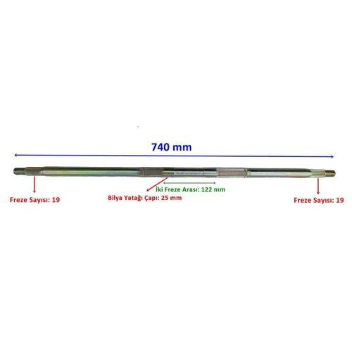 ATV Atv Aks Kanuni 90U 740 Mm Bilya Yatağı 25 Mm Sekman Kanallı 19 Freze Öm
