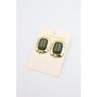 Taşlı Metal Küpe - Yeşil