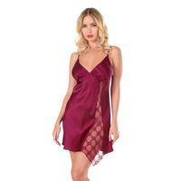 Bordo Kısa Saten Gecelik