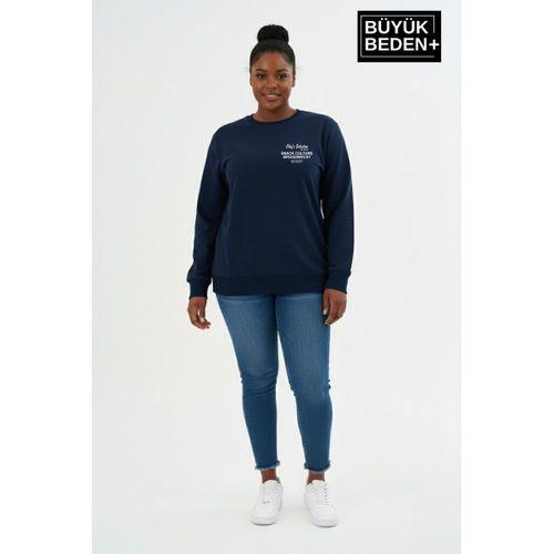 Kadın Büyük Beden CHEF Baskılı Bisilet Yaka Sweatshirt SPR26BSWK956-4