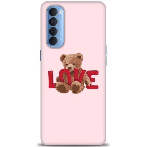 Oppo Reno 4 Pro Kılıf HD Baskılı Kılıf - Love Bear + Tam Ekran Koruyucu
