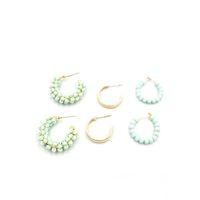 Boncuklu Küpe Seti - Yeşil