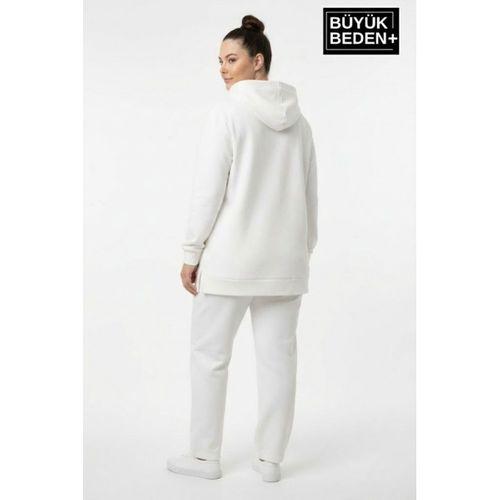 Büyük Beden Kapşonlu NY Newyork Baskılı Tunik ince Sweatshırt  SPR26BTK991-1