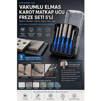 Vakumlu Elmas Karot Matkap Ucu Freze Seti 5’li (1/4" Hex Şaft) Seramik Porselen Mermer Granit Cam Karo Delme Genişletme Panç Uçları 723532