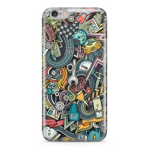Apple iPhone 6 Plus - 6S Plus Kılıf Driver Doodle Arka Kapak Koruma Desenli Full Koruyucu