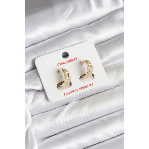 14K Gold Renk Kaplama Lazer Halka CM Kadın Küpe