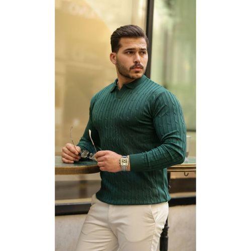 Erkek Saç örgü Desen Uzun Kollu Triko