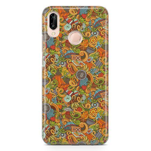 Huawei Nova 3e Kılıf Doodle Piknik Seti Arka Kapak Koruma Desenli Full Koruyucu