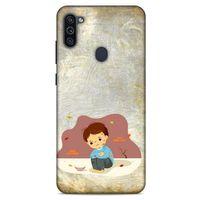 Samsung Galaxy M11 Kılıf Depresyon (10) Full Koruma Kılıfı Yeşil Turuncu