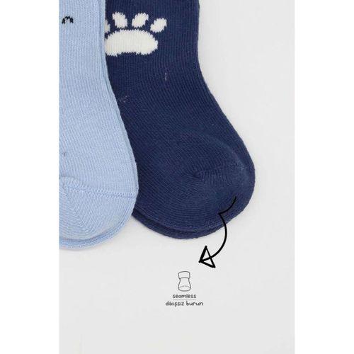 Çocuk Bistyle Bear Penye Soket Çorap 2'Li BS10116 Mavi