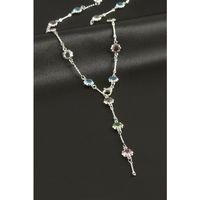 Çiçek Zirkon Taşlı Çelik Y Kolye