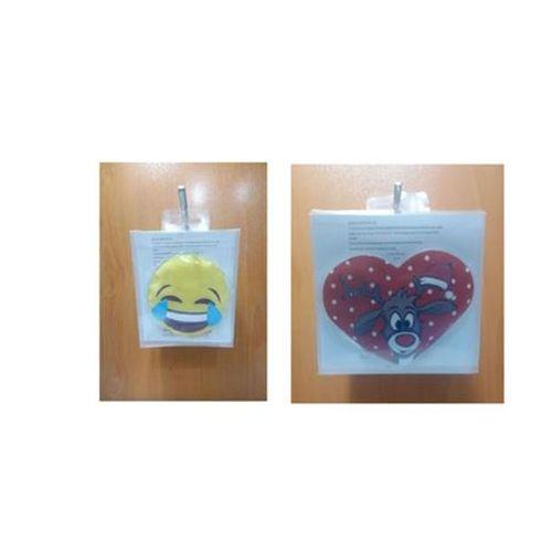 Gülen Emoji Kırmızı Geyik Cep Sobası,El Isıtıcı,İki Adet Sıcak Su Torbası Pvc  9Cm