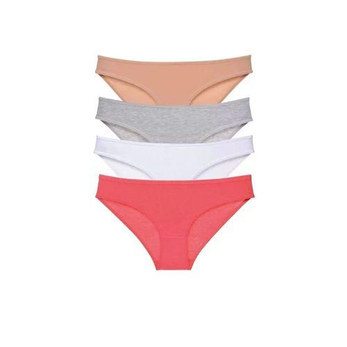 4 Adet Süper Eko Set Likralı Kadın Slip Külot Ten Gri Beyaz Fuşya