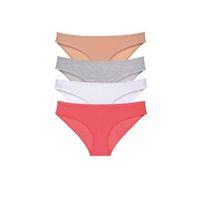 4 Adet Süper Eko Set Likralı Kadın Slip Külot Ten Gri Beyaz Fuşya