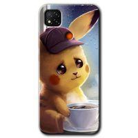 MRCİLETİSİM Xiaomi Redmi 9c Kılıf Kapak - Üzgün Pikaçu +Hayalet Ekran Yandan Gözükmez