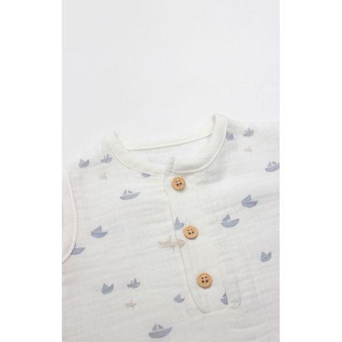 Bistyle Tulum Şort Müslin Little Boats 15144 Ekru