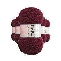 5 Adet Süper İnci El Örgü İpi 100 gr Bordo 999