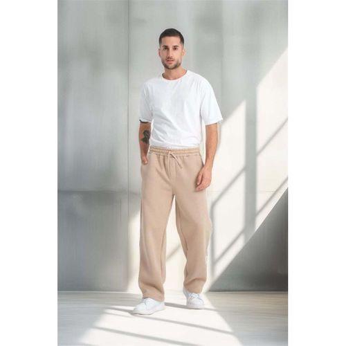 Baggy Kalıp 3 İplik Şardonlu Erkek Eşofman Altı - Bej