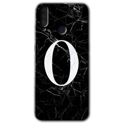 General Mobile GM 10 Kılıf HD Desen Baskılı Arka Kapak + Temperli Cam - Siyah Mermer Desenli O Harfi