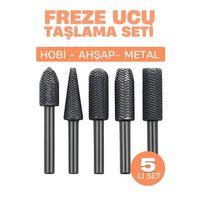 Freze Ucu Taşlama Seti Profesyonel Çelik Rotary Burr Seti 5'li Metal İşleme Uçları