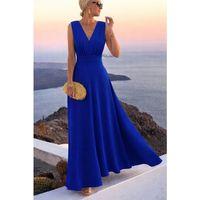 Kadın Askılı V Yakalı Bel Korsaj Detaylı Uzun Ithal Krep Elbise