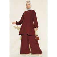 Tunik Pantolon Alt Üst Takım 6663 - Bordo