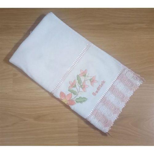 El Ve Yüz Havlusu,Nakışlı Beyaz Çiçekli 50X88Cm