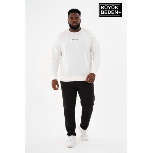 Erkek Büyük Beden Orta Brooklyn Baskılı Bisiklet Yaka Sweatshirt SPR26BSW956-8