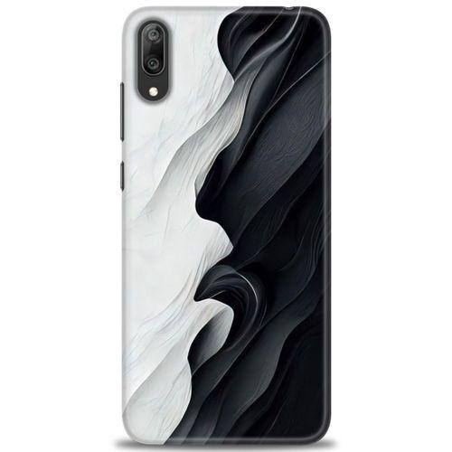 Huawei Y7 Prime 2019 Kılıf HD Baskılı Kılıf - Black and White + Tam Ekran Koruyucu